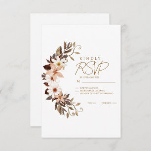 Boho Brown Floral RSVP Card