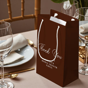 Boho Brown Minimalist Bridal Shower Thank You Small Gift Bag