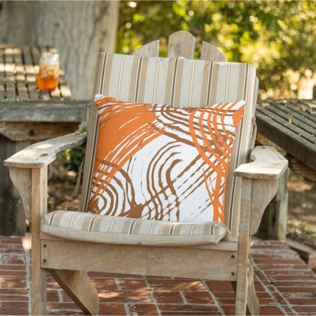 Boho Brown, Orange Abstract Design   Cushion (Chair)