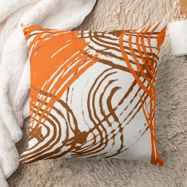 Boho Brown, Orange Abstract Design    Cushion (Blanket)