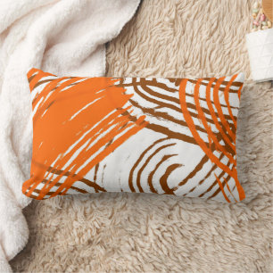 Boho Brown, Orange Abstract Design   Lumbar Cushion