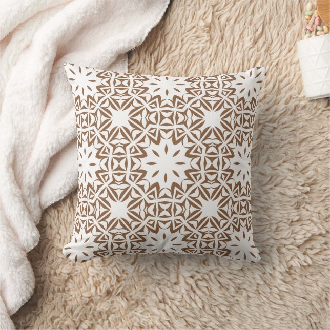 Boho Brown White Pattern  Cushion (Blanket)