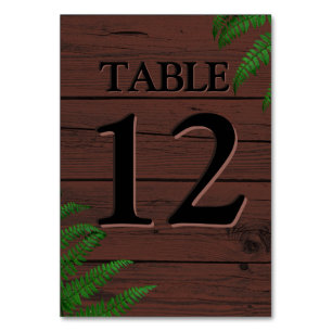 Boho Brown Wood Greenery Typography Table Number