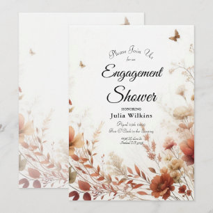 Boho Browns with Butterflies Engagement Shower Invitation