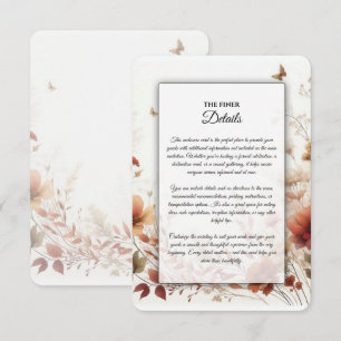 Boho Browns with Butterflies Floral Wedding Enclosure Card