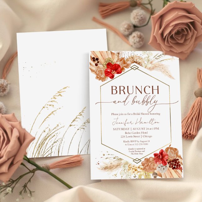 Boho Brunch and Bubbly | Terracotta Bridal Shower Invitation (Creator Uploaded)