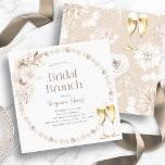 Boho Brunch Bridal Shower Invitations<br><div class="desc">Elevate your celebration with our Pearls and Prosecco Bridal Shower Invitation. Featuring delicate watercolor boho chic cream and tan florals adorned with lovely pearls and gold-dusted champagne glasses, this collection exudes timeless sophistication. Perfect for a champagne brunch affair, this collection sets the tone for an unforgettable gathering filled with laughter...</div>