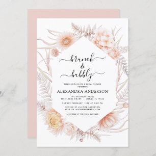 Boho Brunch & Bubbly Bridal Shower Dusty Pink Invi Invitation