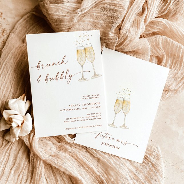 Boho Brunch & Bubbly Terracotta Bridal Shower Invitation (Creator Uploaded)
