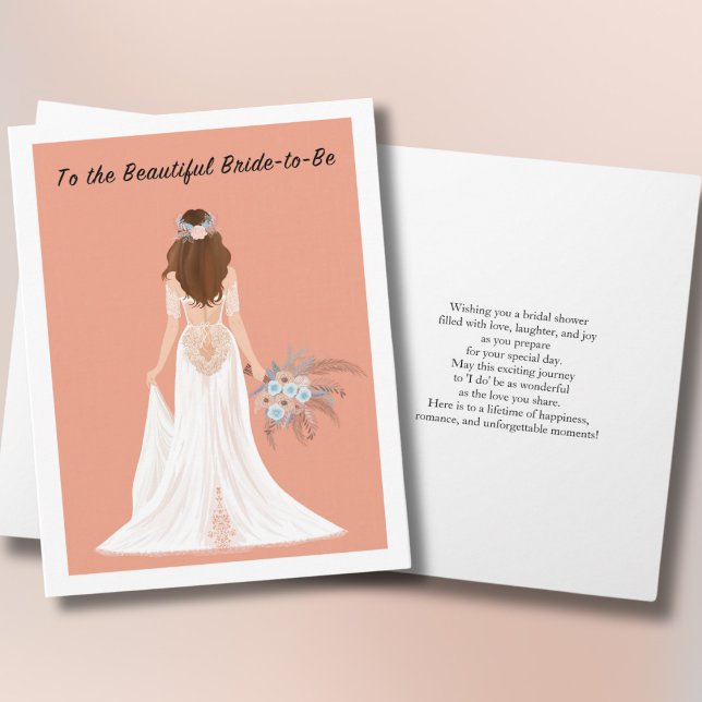 Boho Brunette Bride Bridal Shower Congratulations  Card (Creator Uploaded)