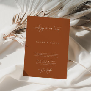 Boho Brunt Orange Elegant Wedding Invitation