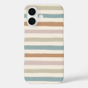 Boho Brush Stripes Seamless Earth Tone iPhone 16 Case