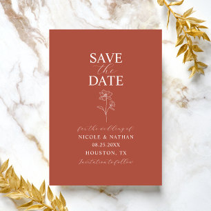 Boho Budget Terracotta Rust Flower Wedding   DIY S Save The Date