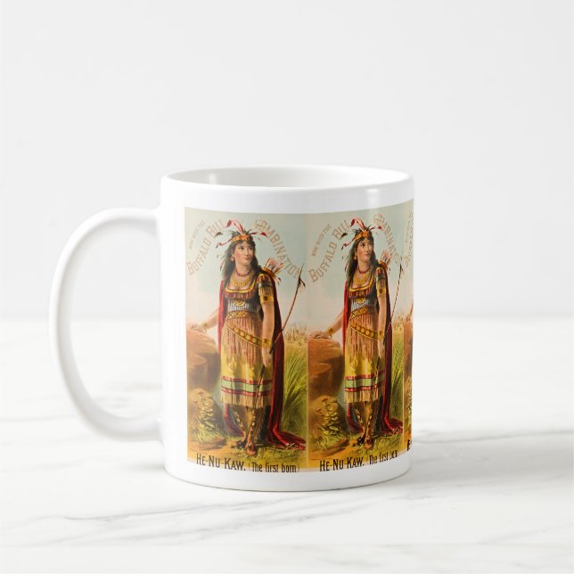 Boho Buffalo Bill Handsomest Indian Maiden 1880s Coffee Mug (Left)