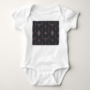 Boho bull skull, ethnic seamless. baby bodysuit