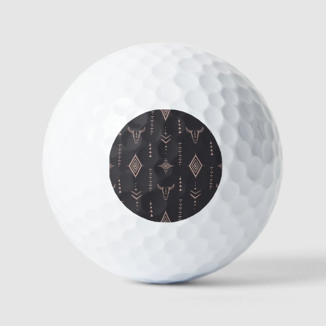 Boho bull skull, ethnic seamless. golf balls (Front)