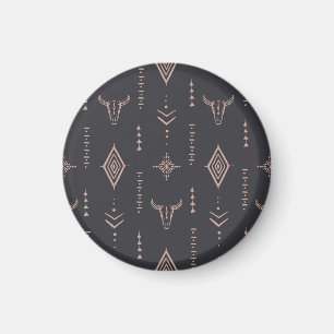 Boho bull skull, ethnic seamless. magnet