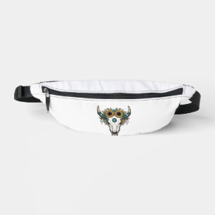 Boho Bull Skull Sunflower Vintage Western Engravin Bum Bags