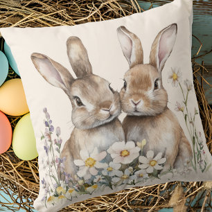 Boho Bunny Cream Watercolor Cushion