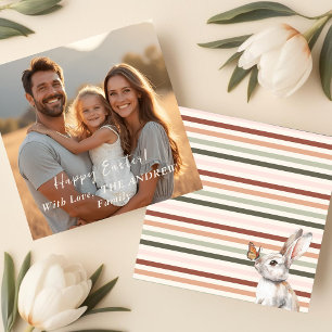 Boho Bunny Minimalist Easter Photo Holiday Card
