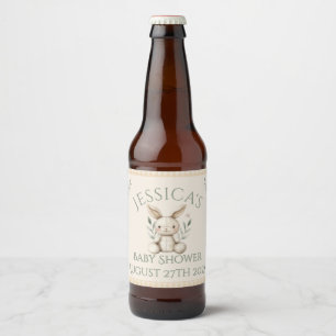 ~Boho Bunny Neutral Baby Shower Beer Bottle Label