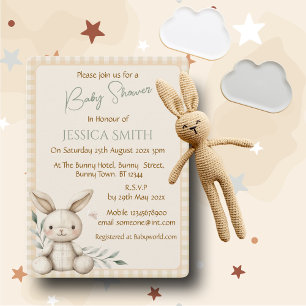 Boho Bunny Neutral Baby Shower Invitation