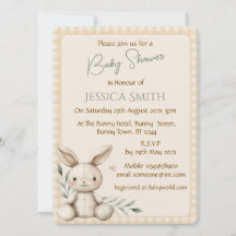 Boho Bunny Neutral Baby Shower Invitation