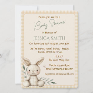 Boho Bunny Neutral Baby Shower Invitation