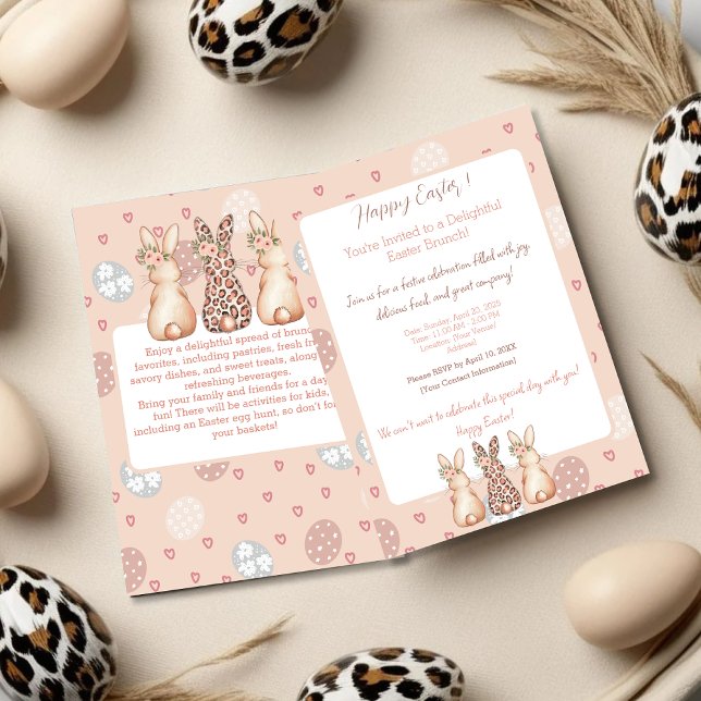 Boho Bunny Personalised Easter Brunch  Invitation (Boho Bunny Personalized Easter Brunch Invitation)