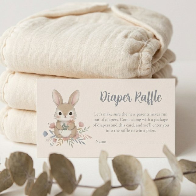 Boho Bunny Watercolor Diaper Raffle Enclosure Card (Boho bunny diaper raffle shower game)