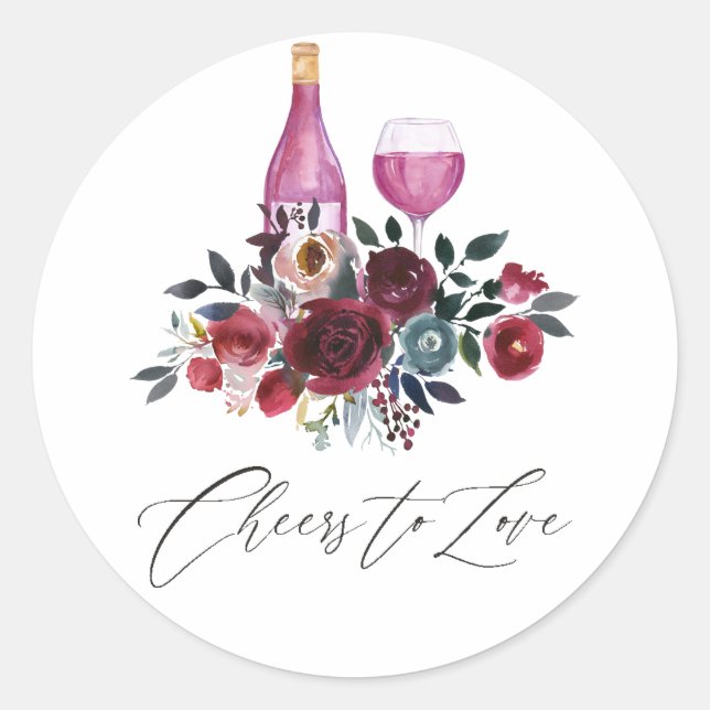Boho Burgundy and Navy Wine Tasting Classic Round Sticker (Front)