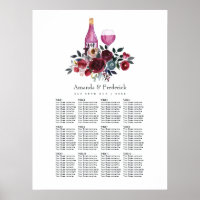 Boho Burgundy and Navy Wine Tasting Seating Plan