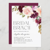 Boho Burgundy and Peach Flowers Fall Bridal Brunch
