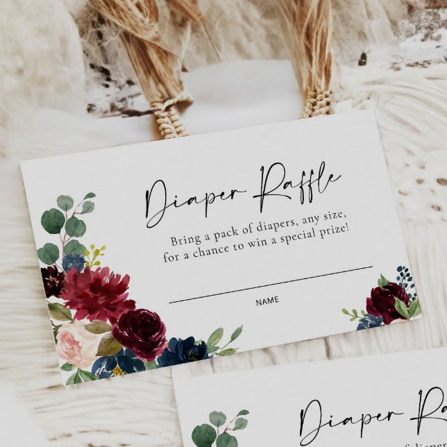 Boho Burgundy Blush Diaper Raffle Card (Creator Uploaded)