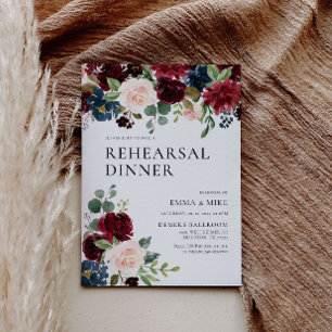 Boho Burgundy Blush Rehearsal Dinner Invitation