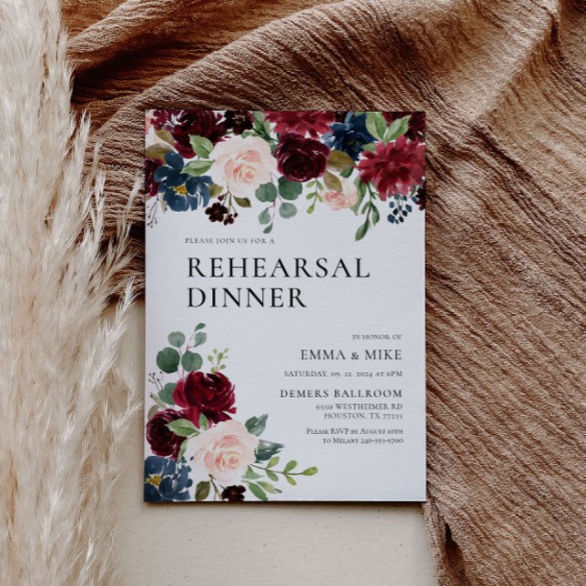 Boho Burgundy Blush Rehearsal Dinner Invitation (Creator Uploaded)