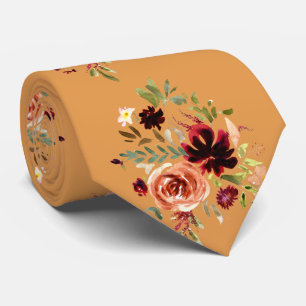 Boho Burgundy Blush Watercolor Tie