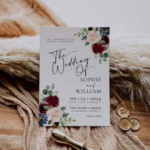 Boho Burgundy Blush Wedding Invitation