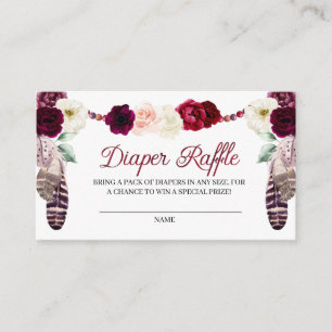 Boho Burgundy Diaper Raffle Enclosure Card