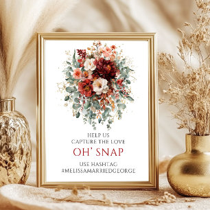 Boho Burgundy Fall Floral Oh Snap Tabletop Sign