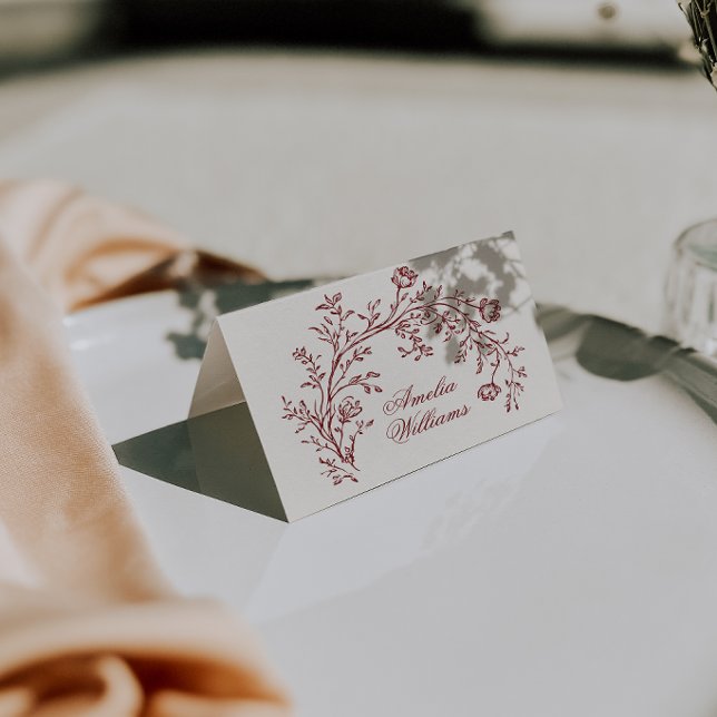 Boho Burgundy Floral Boho Wedding Place Cards (Creator Uploaded)