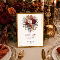 Boho Burgundy Gold Floral Greenery custom 8x10 sig
