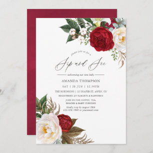 Boho Burgundy - Marsala Floral Sip and See Invitation
