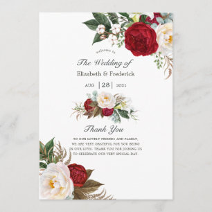 Boho Burgundy - Marsala Floral Wedding Program