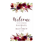 Boho Burgundy Marsala Floral Welcome Wedding Sign