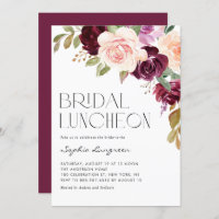 Boho Burgundy Peach Flowers Fall Bridal Luncheon