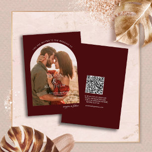 Boho Burgundy Photo Arch Wedding Invitation