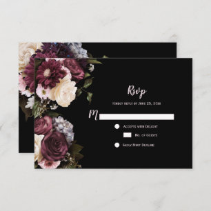 Boho Burgundy Pink White Floral RSVP  