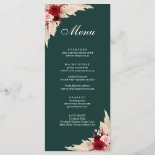 Boho Burgundy Roses and Pampas Grass Menu