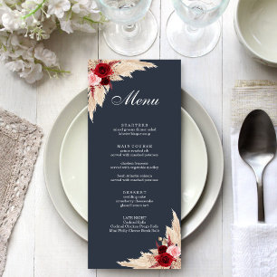 Boho Burgundy Roses and Pampas Grass Menu